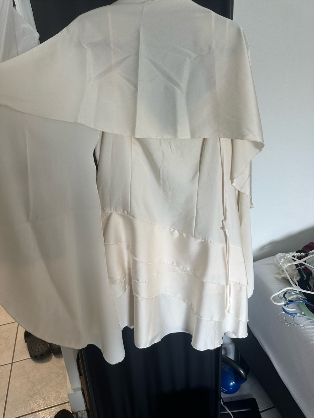 SHEIN Cream Ruffle-Tier Slip Mini Dress - Picture 3 of 5